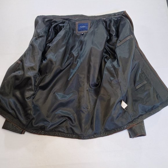 Sonoma Men’s Brown Heavy Leather Jacket Size XL Zip Front Collared Lined - Picture 12 of 13